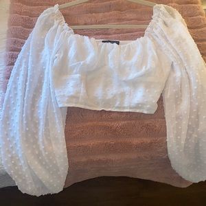 White polka dot crop top